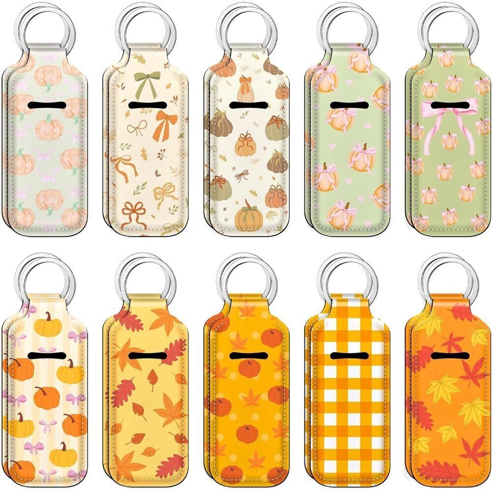 20 Pcs Fall Pumpkin Lipstick Holder Keychain Gifts for Women Travel